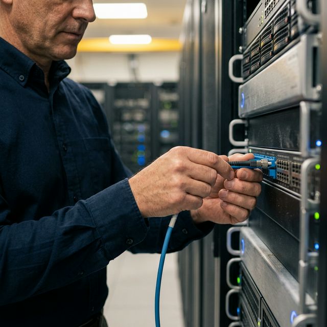 Équipe IT Digital Technology déployant des serveurs sécurisés et souverains pour le traitement de l'IA